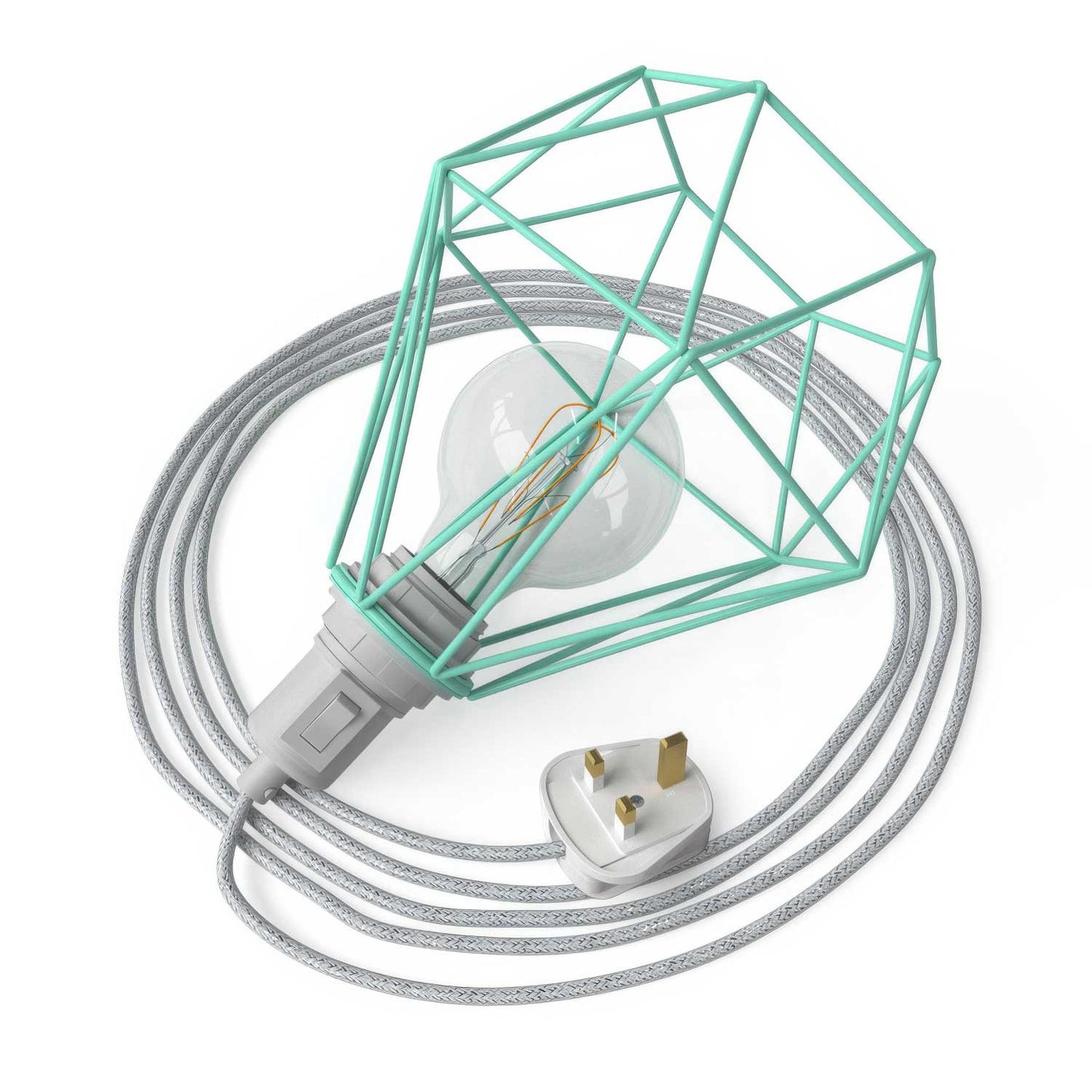 Table Snake - Lampada plug-in con spina UK e paralume a gabbia Diamond - Turchese