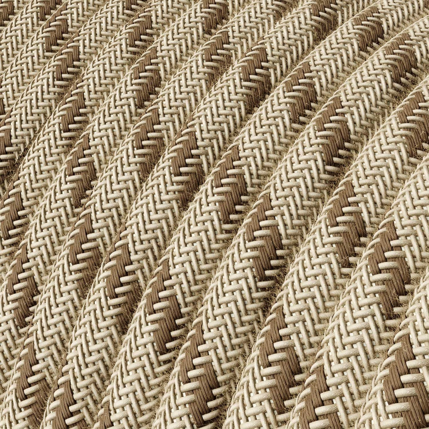 Cloth Covered Wire - Natural & Brown Linen Stripe RD53 - UL Listed