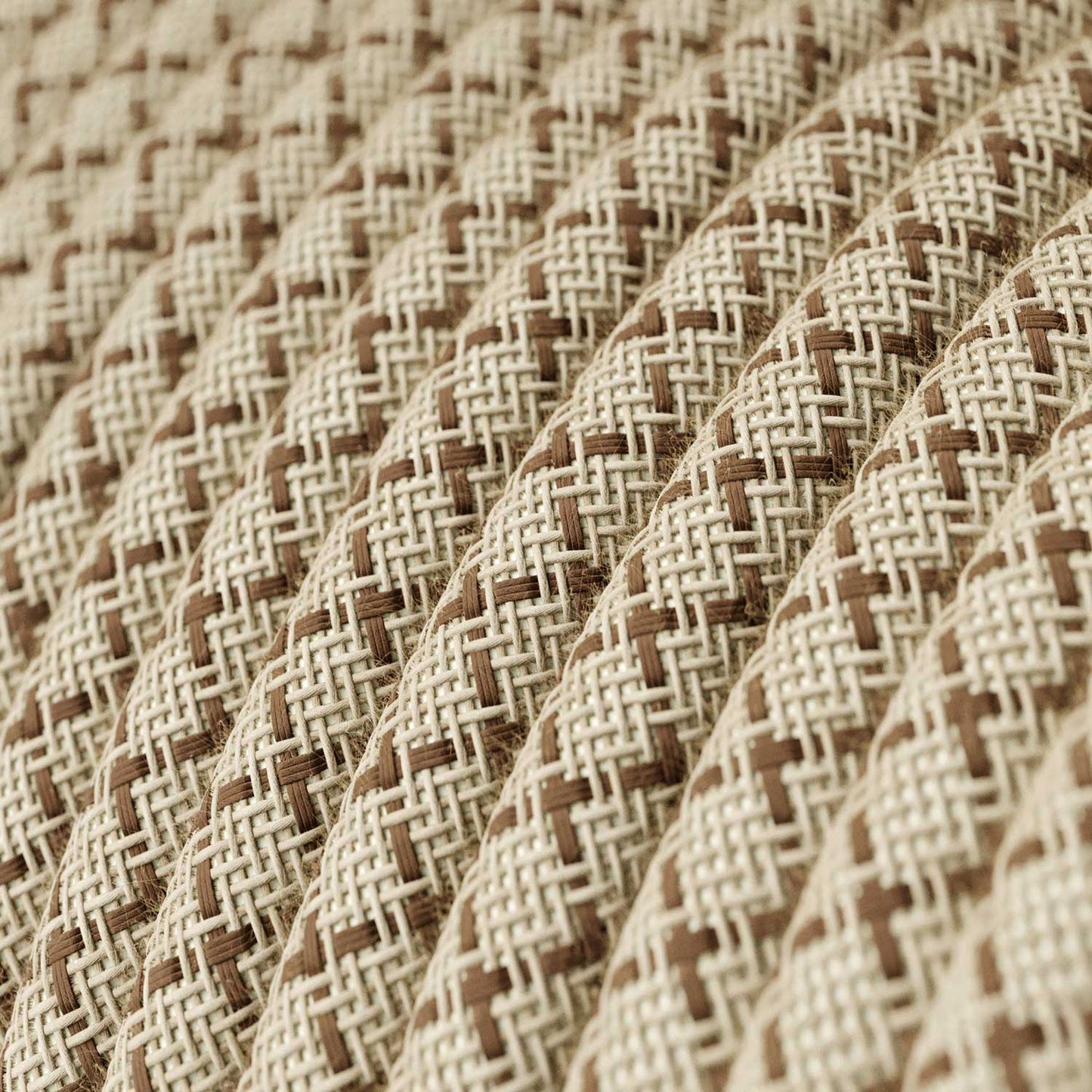Cloth Covered Wire - Natural & Brown Linen CrissCross RD63 - UL Listed