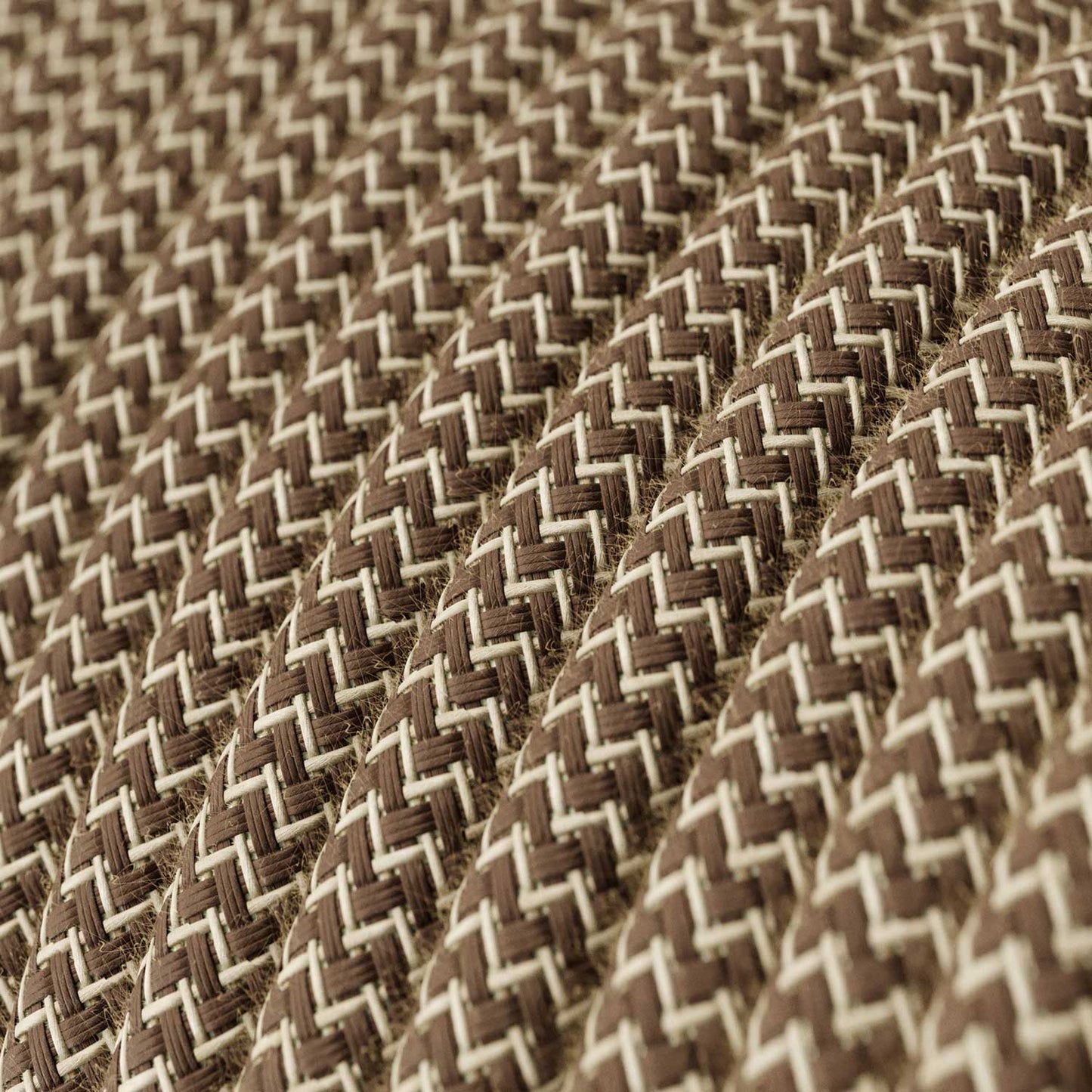 Cloth Covered Wire - Natural & Brown Linen Chevron RD73 - UL Listed