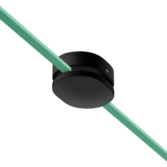 Rosone ovale in legno con 2 fori laterali per cavo per catenaria e sistema Filé. Made in Italy - Nero