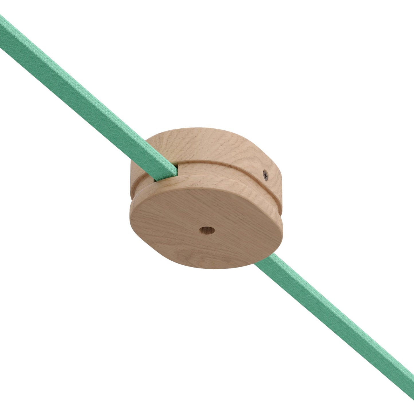 Rosone ovale in legno con un foro centrale e 2 fori laterali per cavo per catenaria e sistema Filé. Made in Italy - Neutro