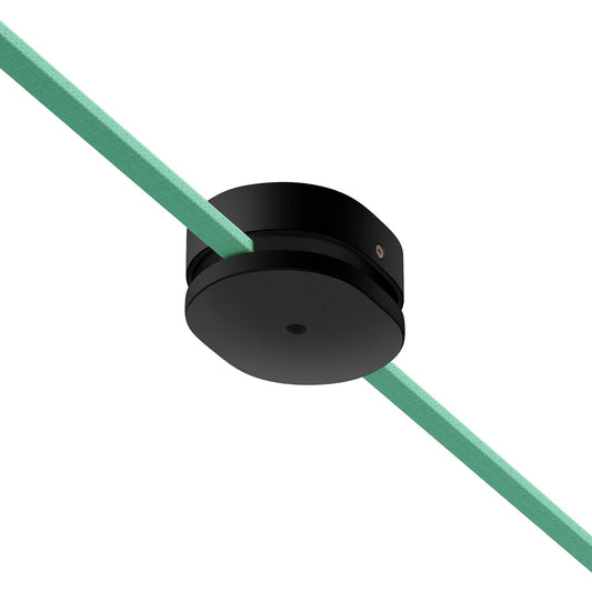 Rosone ovale in legno con un foro centrale e 2 fori laterali per cavo per catenaria e sistema Filé. Made in Italy - Nero