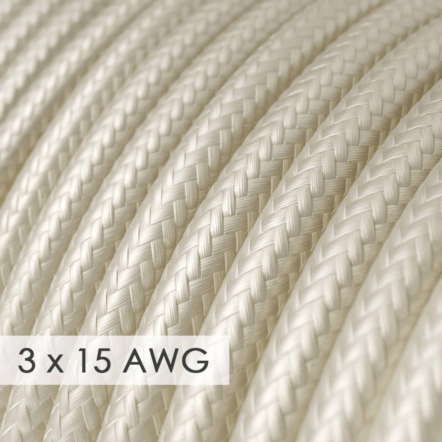 Extension Cord - Round Ivory Rayon RM00 - 15/3 AWG