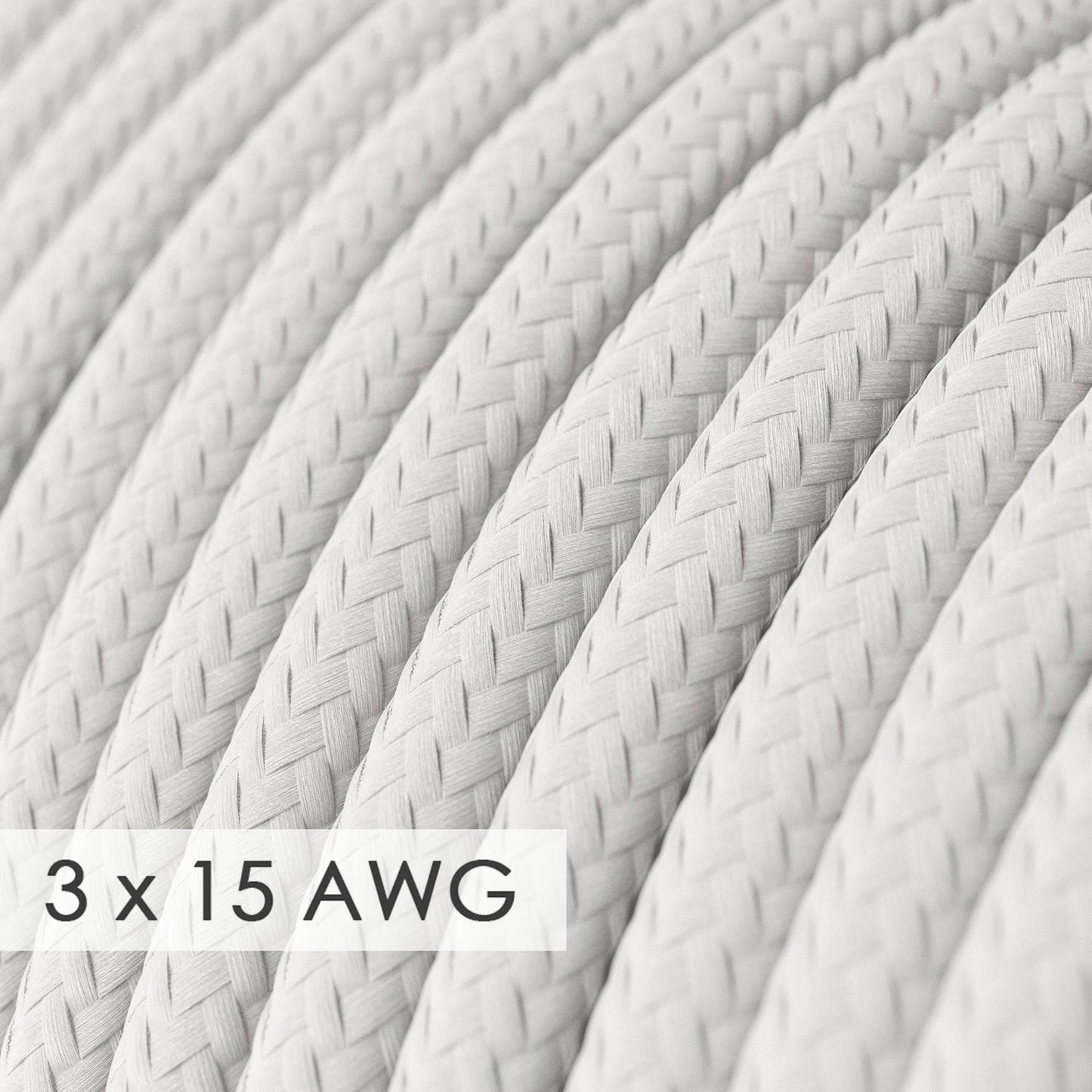 Extension Cord - Round White Rayon RM01 - 15/3 AWG