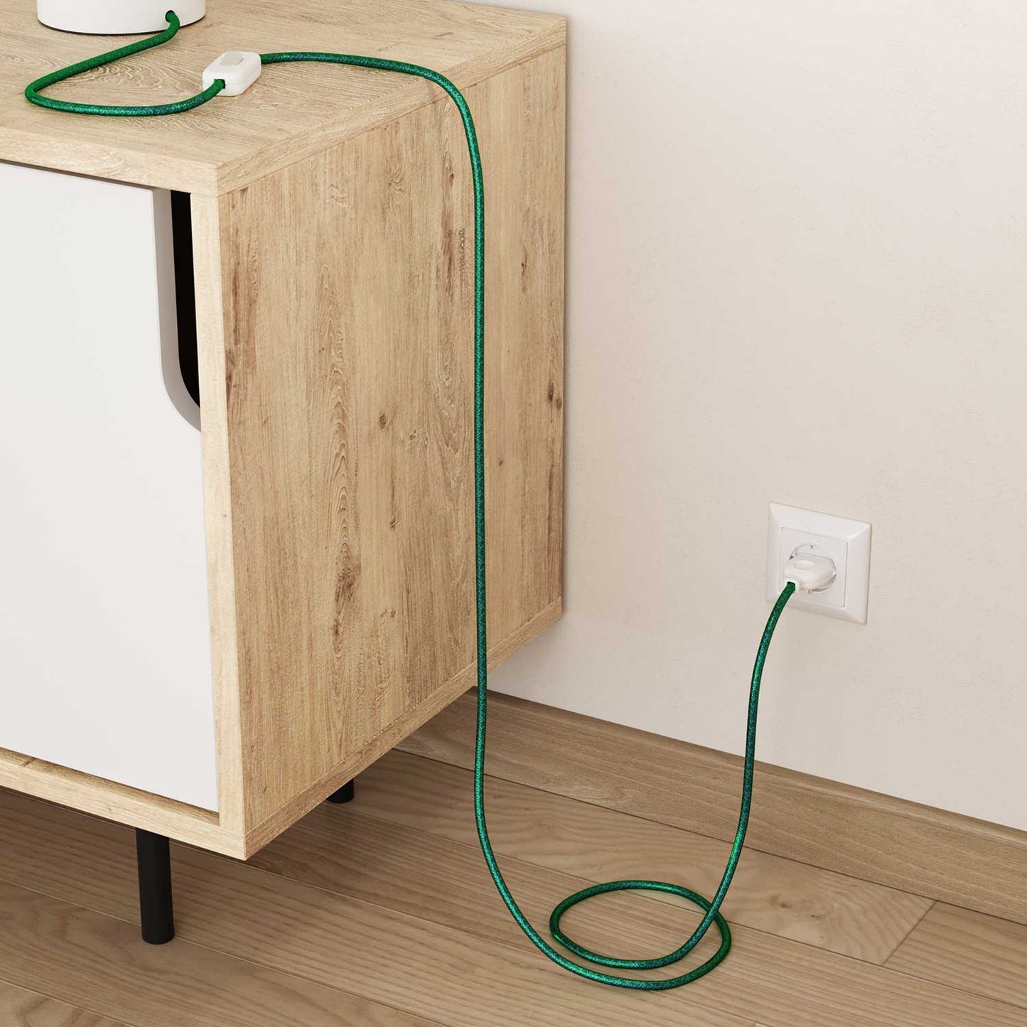 Cavo tessile colorato Verde Smeraldo - L'Originale Creative Cables, per valorizzare lampade e lampadari - RM33