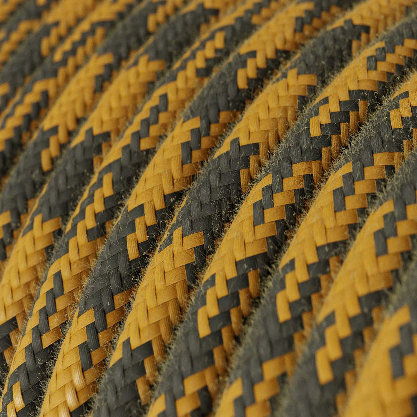 Cloth Covered Wire - Mustard & Gray Cotton Houndstooth RP27 - UL Listed