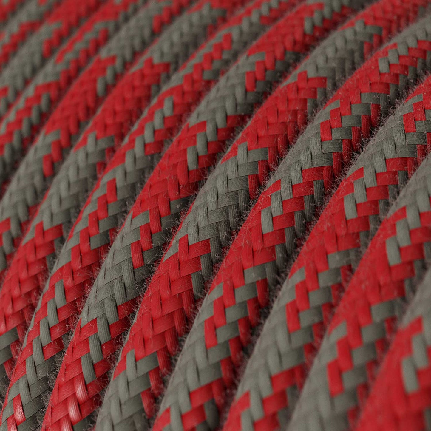 Cloth Covered Wire - Red & Gray Cotton Houndstooth RP28 - UL Listed