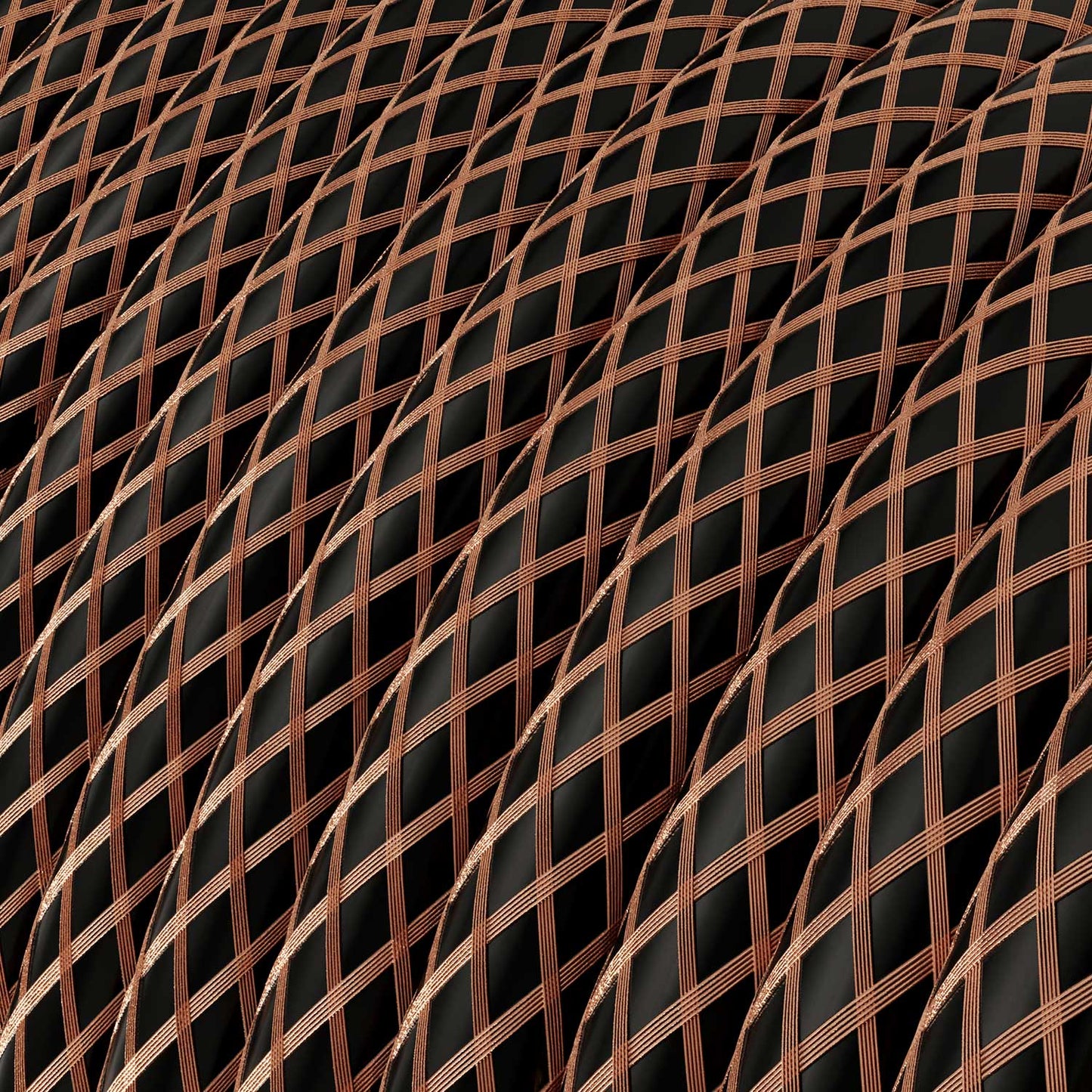 Filo elettrico in tessuto Nero con maglia in Rame - L'Originale Creative Cables, adatto per impianti a vista di design - RR02
