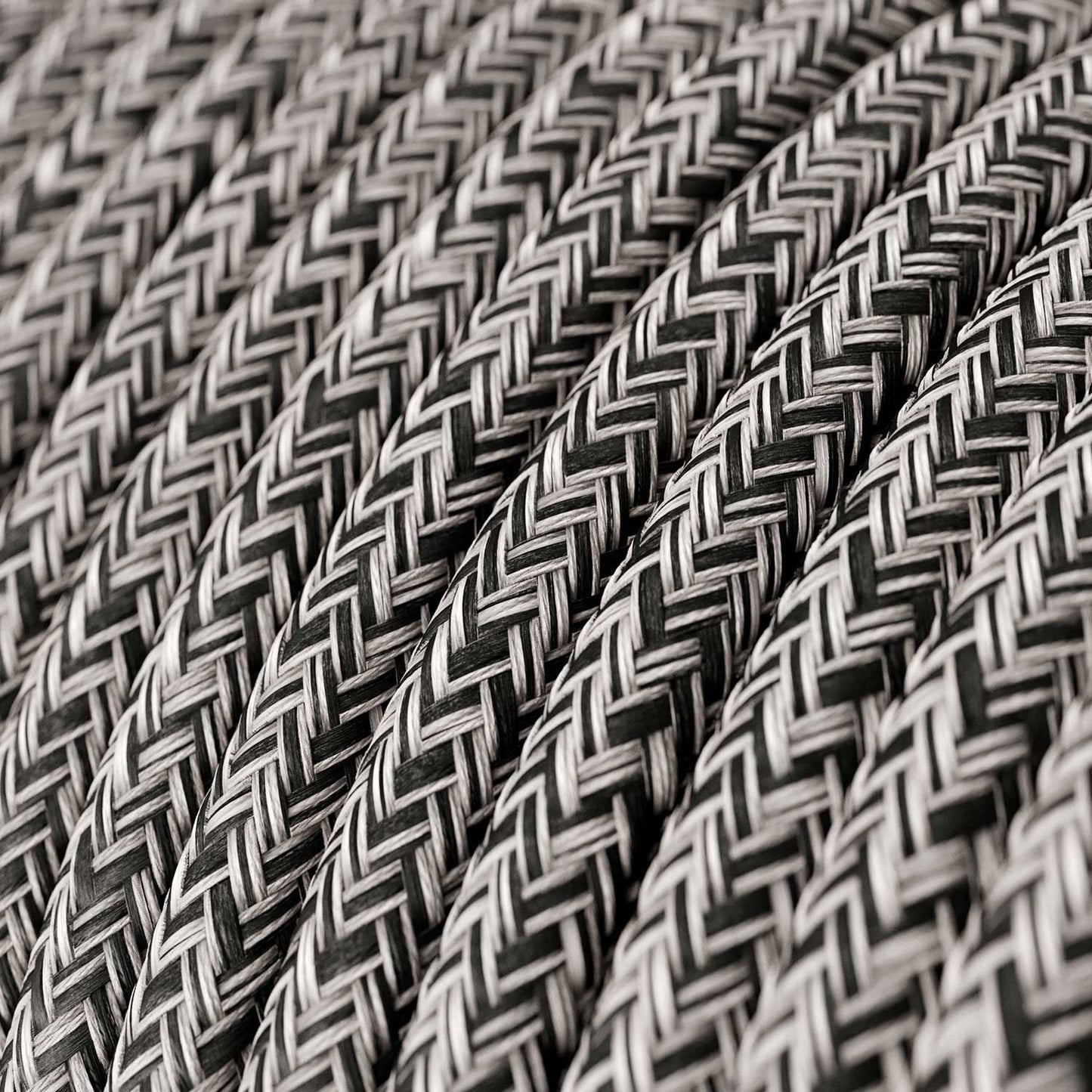 Cloth Covered Wire - Black Glitter Cotton & Natural Linen Tweed RS81 - UL Listed