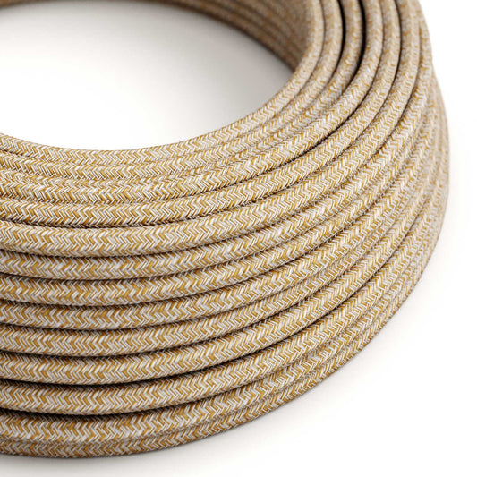 Cloth Covered Wire - Brown Glitter Cotton & Natural Linen Tweed RS82 - UL Listed