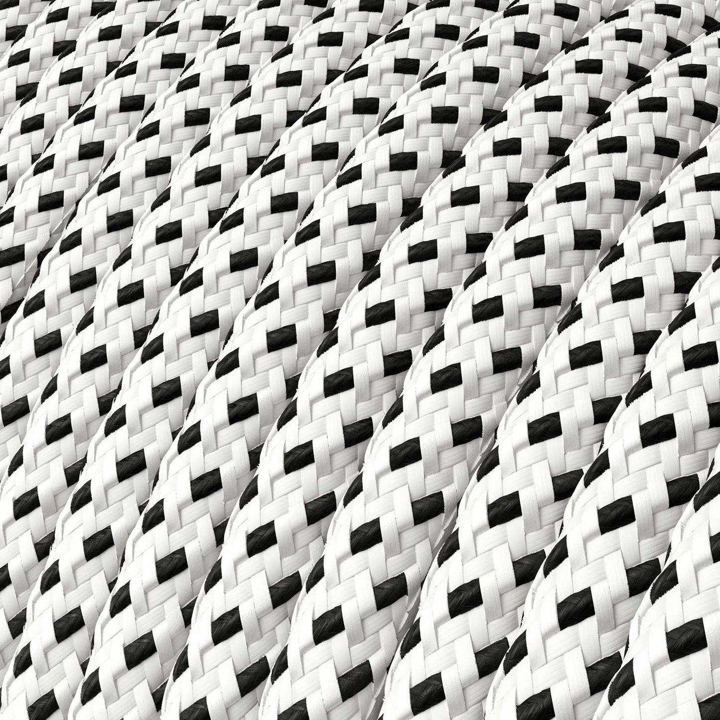 Cloth Covered Wire - White & Black Tracer RT14 - UL Listed