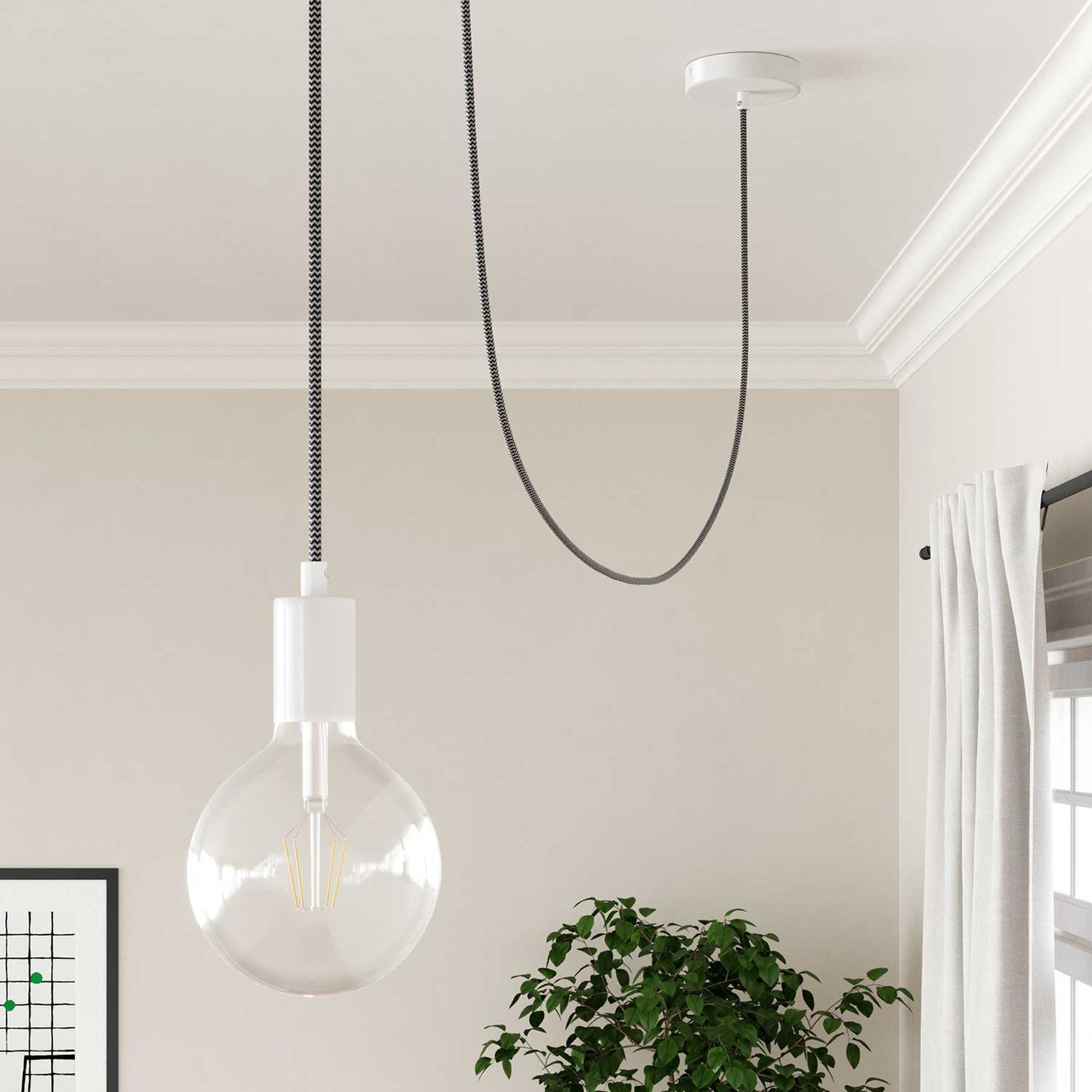 Cloth Covered Wire - Black & White Chevron RZ04 - UL Listed