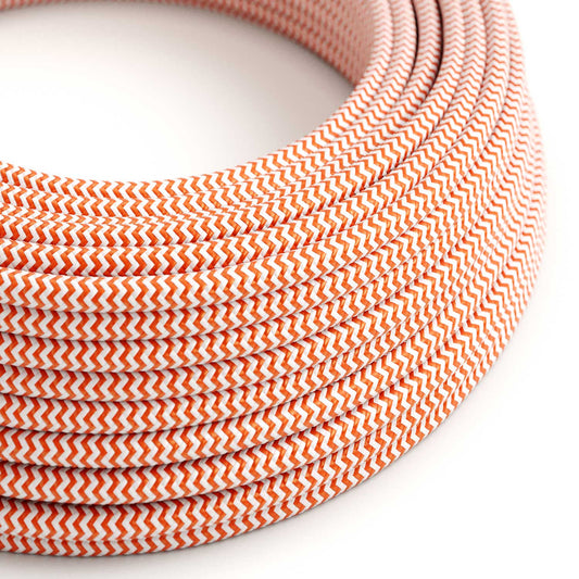 Cloth Covered Wire - Orange & White Chevron RZ15 - UL Listed