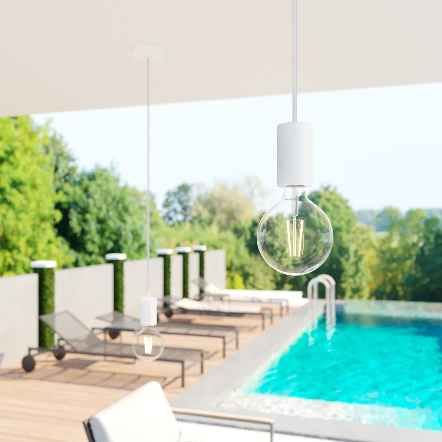 UV resistant round electric cable with White SM01 fabric lining for outdoor use - Compatible with Eiva Outdoor