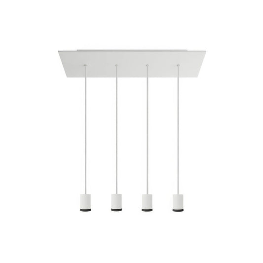 Lampada faretto a sospensione 4 cadute GU1d0 con XXL Rose-One rettangolare 675 mm  - Bianco opaco