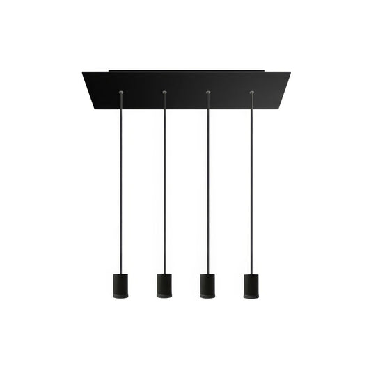Lampada faretto a sospensione 4 cadute GU1d0 con XXL Rose-One rettangolare 675 mm  - Nero
