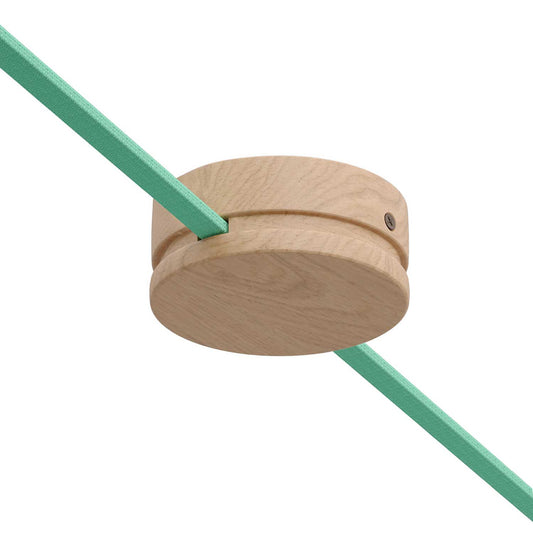 Rosone in legno standard USA Ø 125 mm (5") con 2 fori laterali per cavo per catenaria e sistema Filé. Made in Italy - Neutro