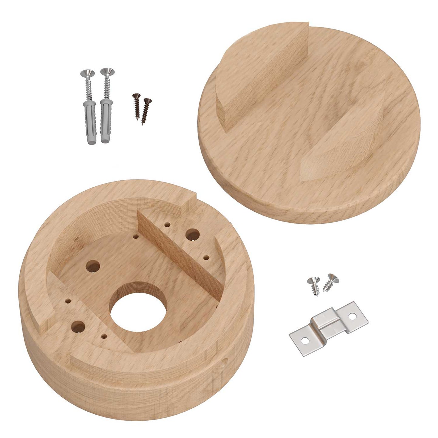 Rosone in legno standard USA Ø 125 mm (5") con 2 fori laterali per cavo per catenaria e sistema Filé. Made in Italy - Neutro