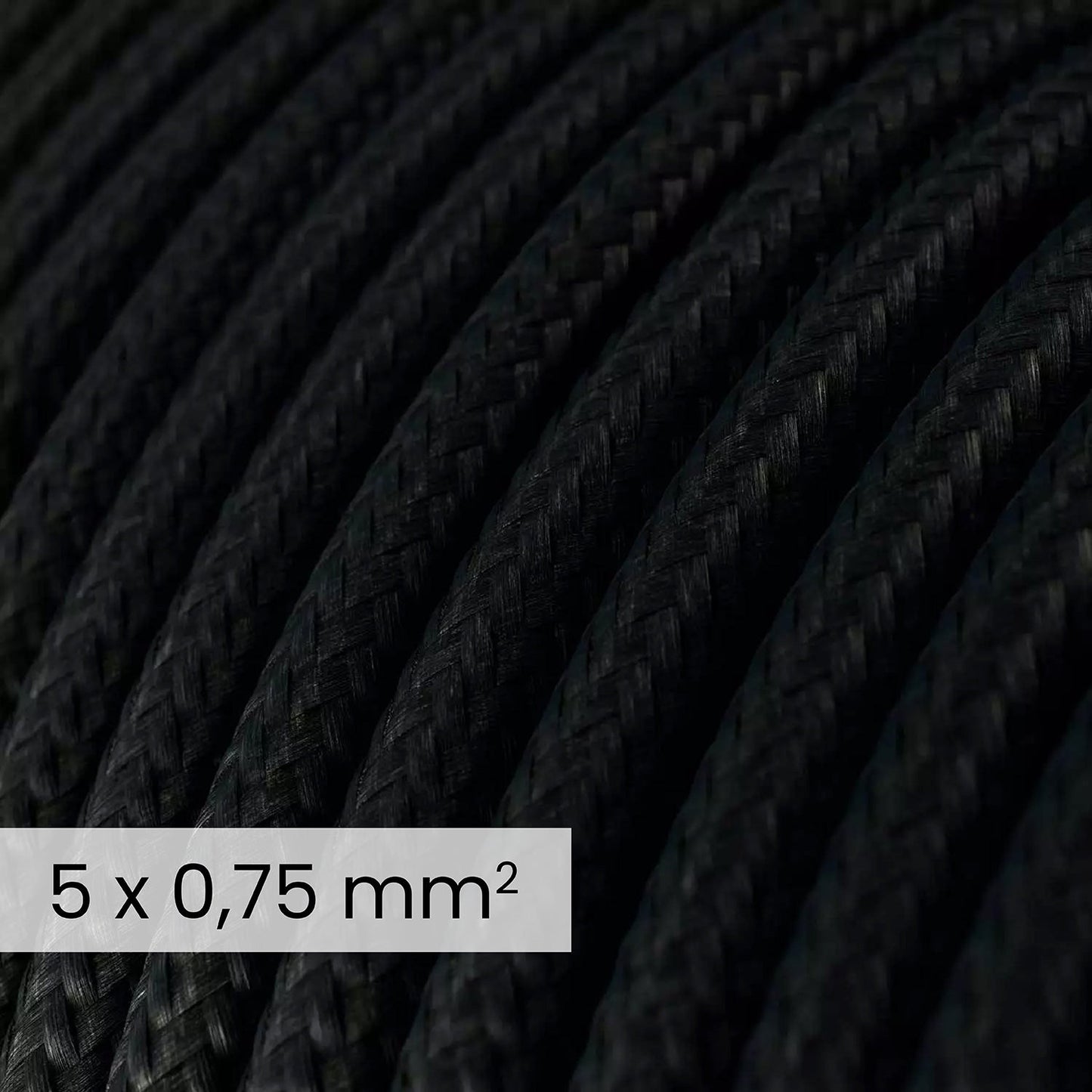 Cavo elettrico tessile DALI 5x0.75 mm² nero carbone - Filo rotondo flessibile per illuminazione RM04