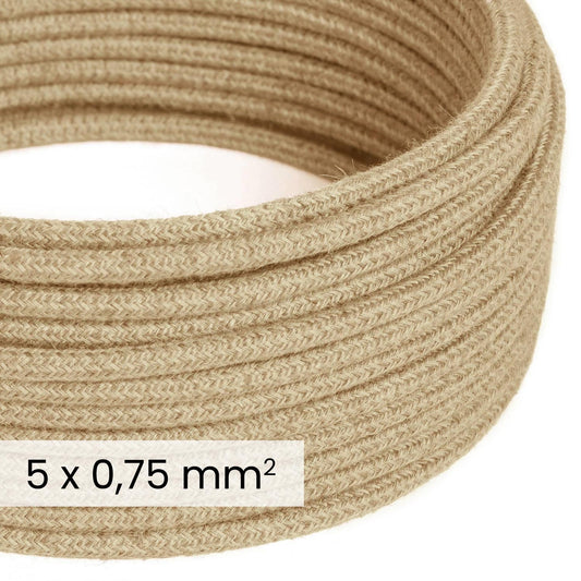 Cavo elettrico tessile DALI 5x0.75 mm² neutro in juta - Filo in tessuto naturale per luci di design RN06