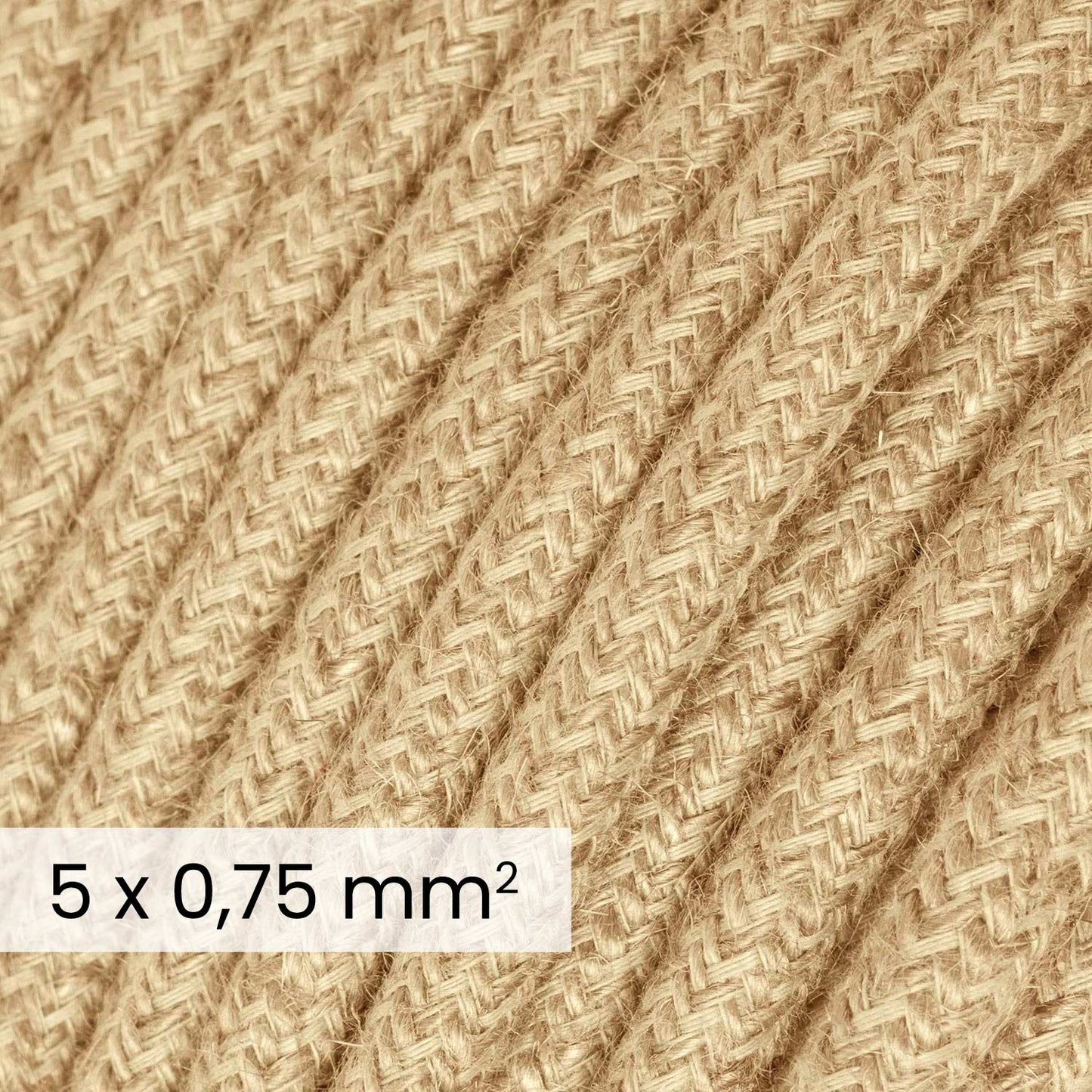 Cavo elettrico tessile DALI 5x0.75 mm² neutro in juta - Filo in tessuto naturale per luci di design RN06
