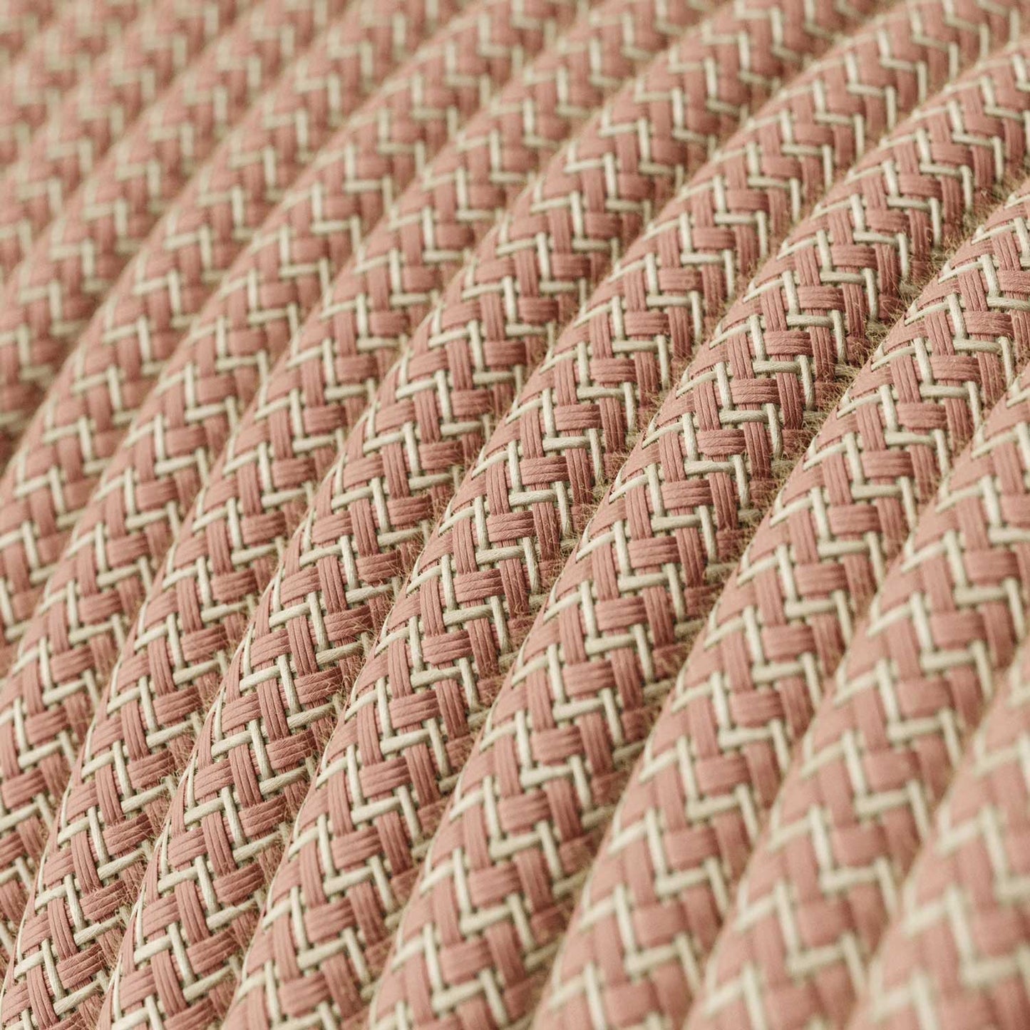 Antique Pink and Beige ZigZag Textile Cable - The Original Creative-Cables - RD71 round 2x0.75mm / 3x0.75mm