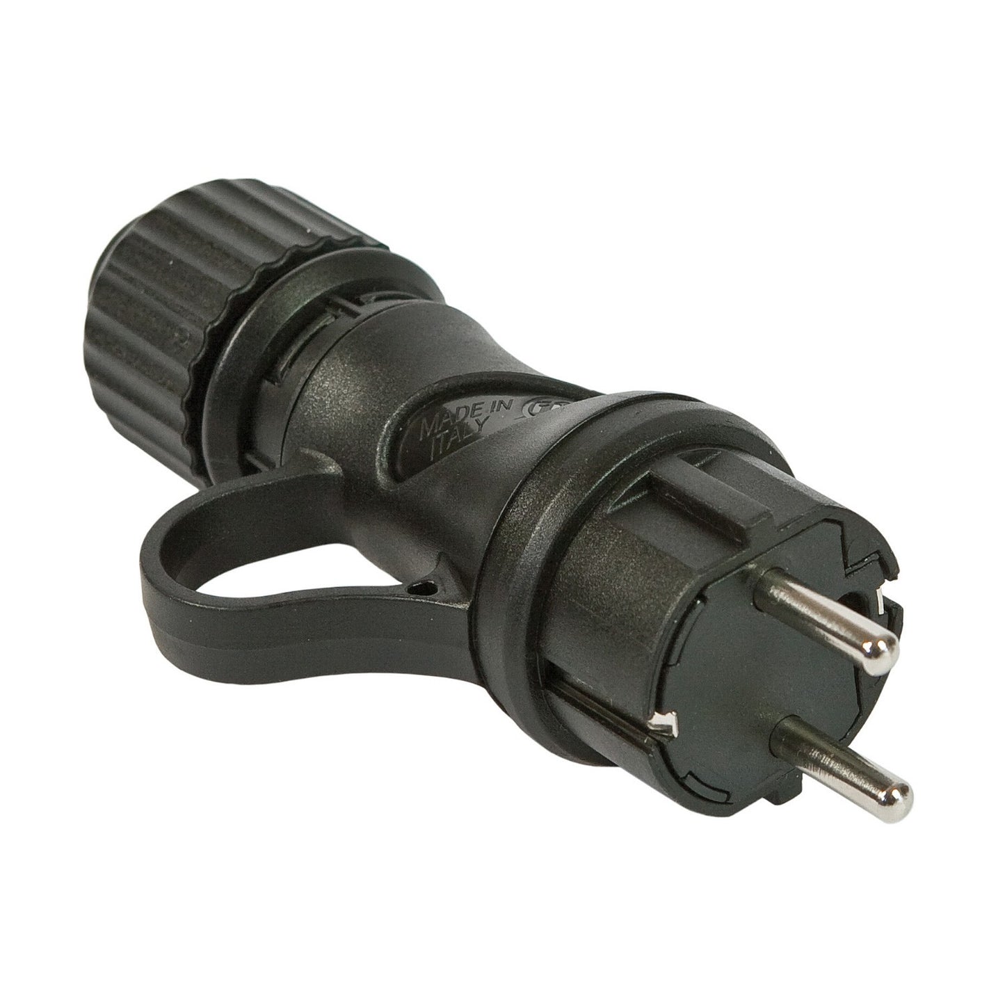 Black Schuko plug with ring 16A 250V IP44 for Modulair System