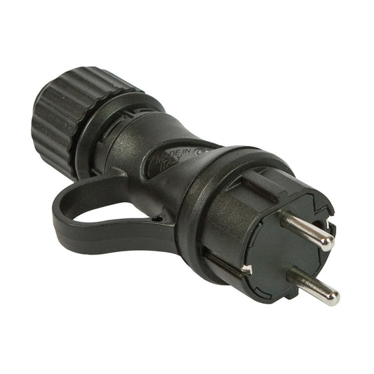 Black Schuko plug with ring 16A 250V IP44 for Modulair System