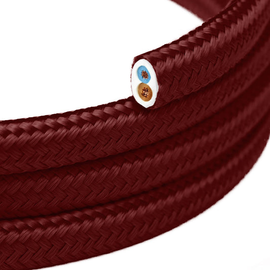 Bordeaux glossy flat textile cable - PM19