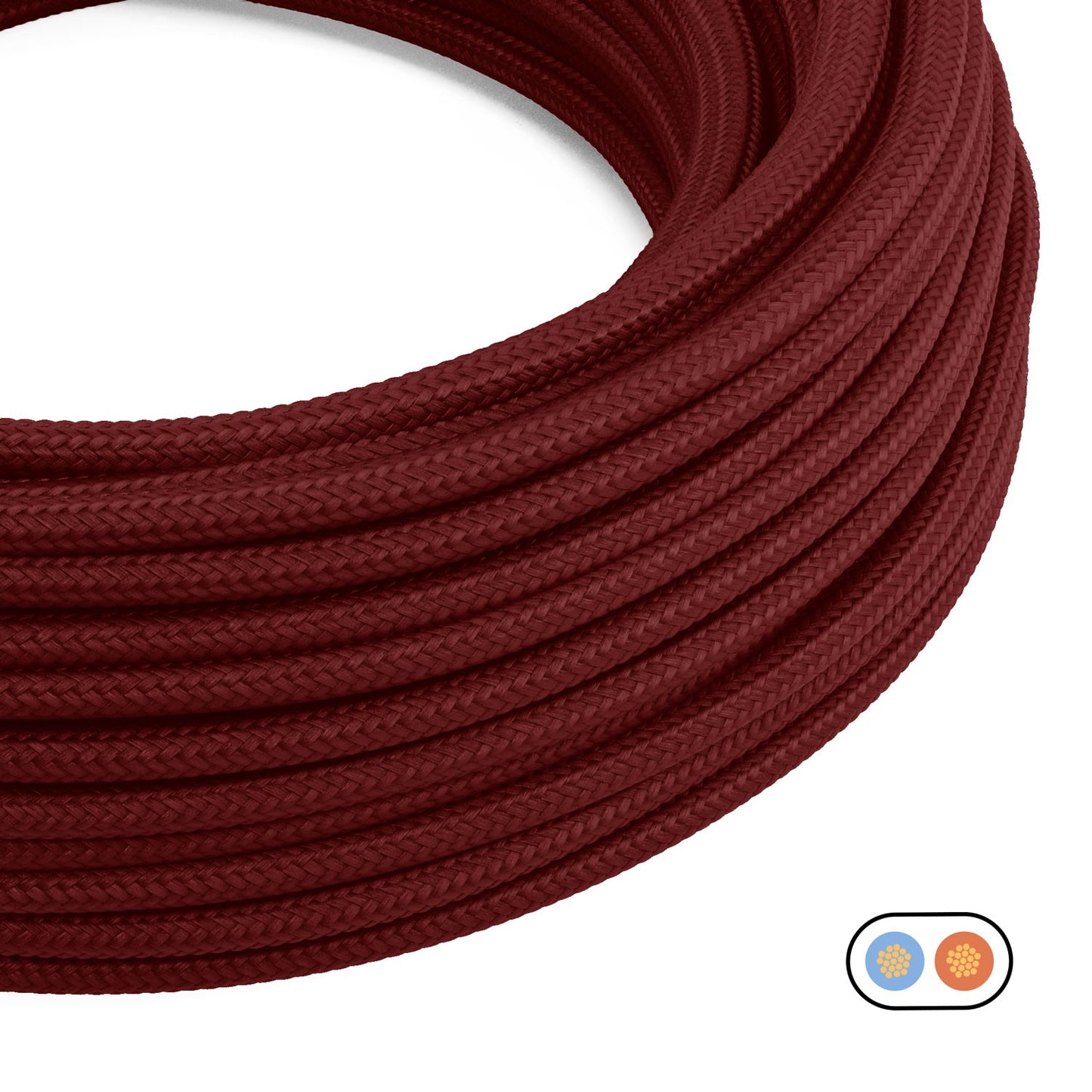 Bordeaux glossy flat textile cable - PM19
