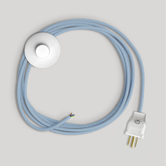 Cordset for lamp with blue Steward cotton cable 10 ft