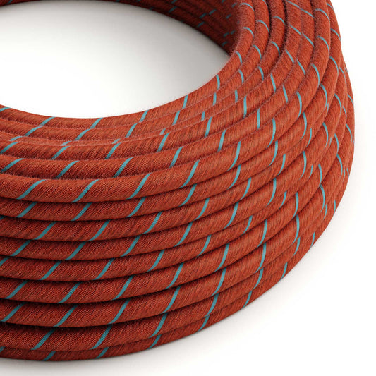 Cotton Brick and Light Blue Vertigo Textile Cable - The Original Creative-Cables - ERC36 round 2x0.75mm 3x0.75mm