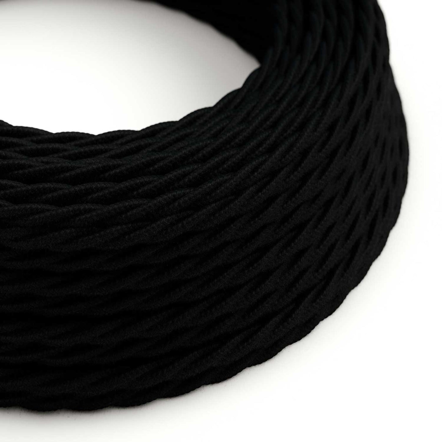 Cotton Charcoal Black Textile Cable - The Original Creative-Cables - TC04 braided 2x0.75mm / 3x0.75mm