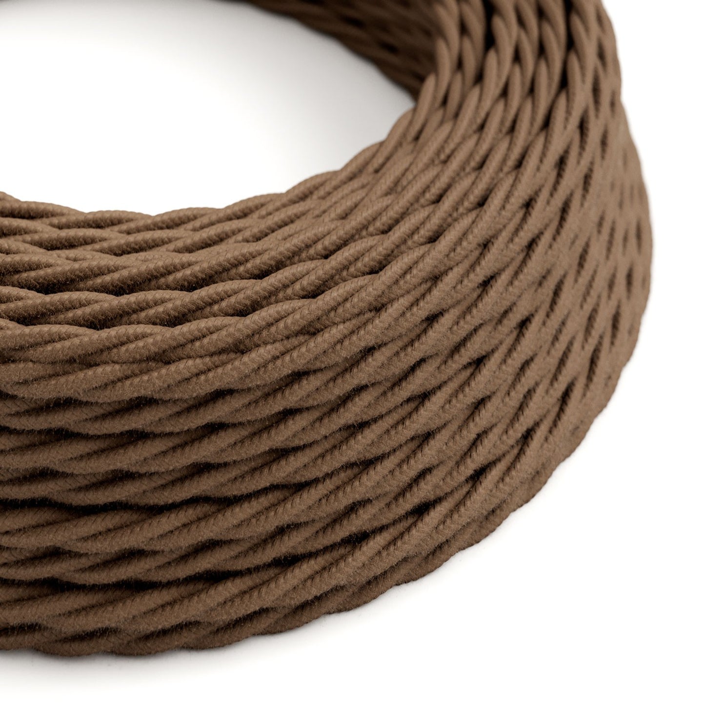 Cotton Espresso Brown Textile Cable - The Original Creative-Cables - TC13 braided 2x0.75mm / 3x0.75mm