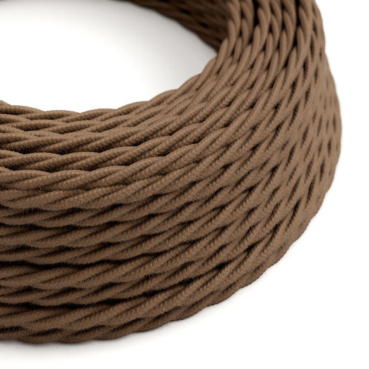 Cotton Espresso Brown Textile Cable - The Original Creative-Cables - TC13 braided 2x0.75mm / 3x0.75mm