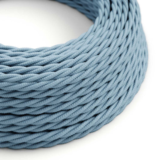 Cotton Ocean Blue Textile Cable - The Original Creative-Cables - TC53 braided 2x0.75mm / 3x0.75mm