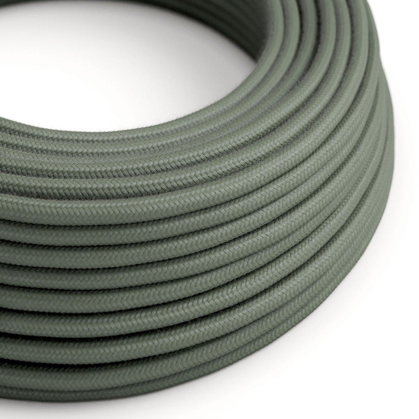 Cotton Sage Green Textile Cable - The Original Creative-Cables - RC63 round 2x0.75mm / 3x0.75mm