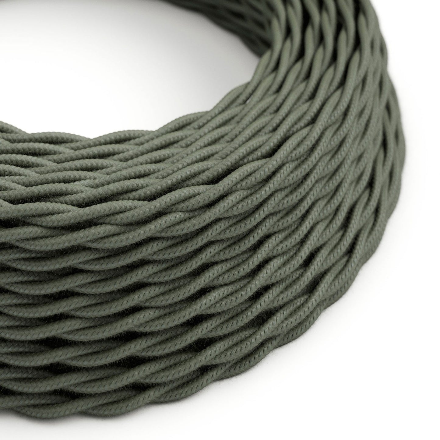 Cotton Sage Green Textile Cable - The Original Creative-Cables - TC63 braided 2x0.75mm / 3x0.75mm