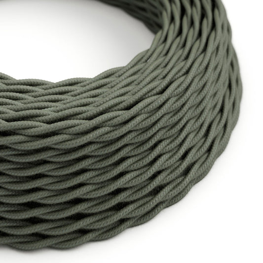 Cotton Sage Green Textile Cable - The Original Creative-Cables - TC63 braided 2x0.75mm / 3x0.75mm