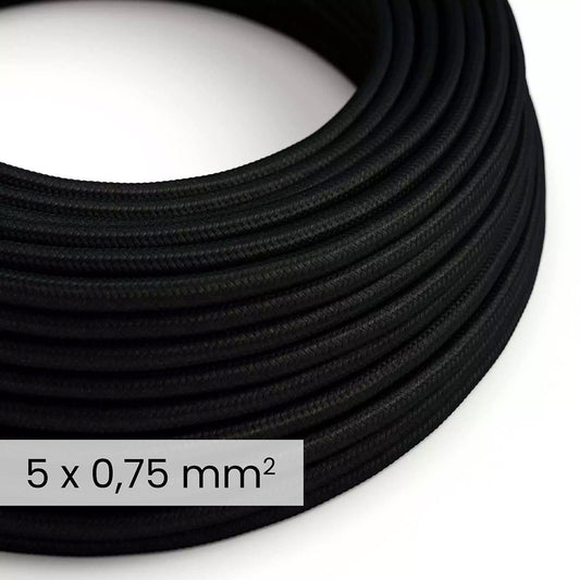 DALI Textile electrical cable 5x0.75 mm² in Carbon Black - Flexible round lighting wire RM04