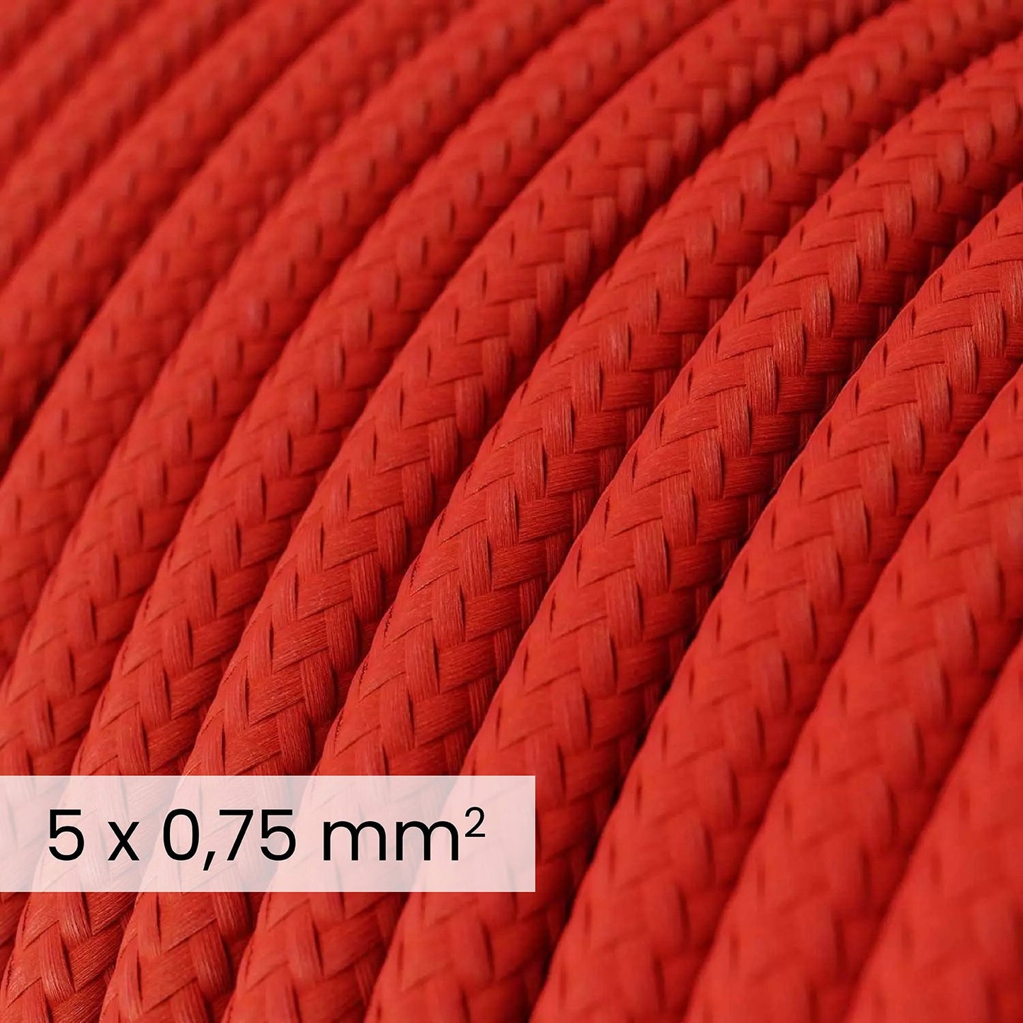 DALI Textile electrical cable 5x0.75 mm² in Fire Red - Flexible cable for lighting and home automation RM09