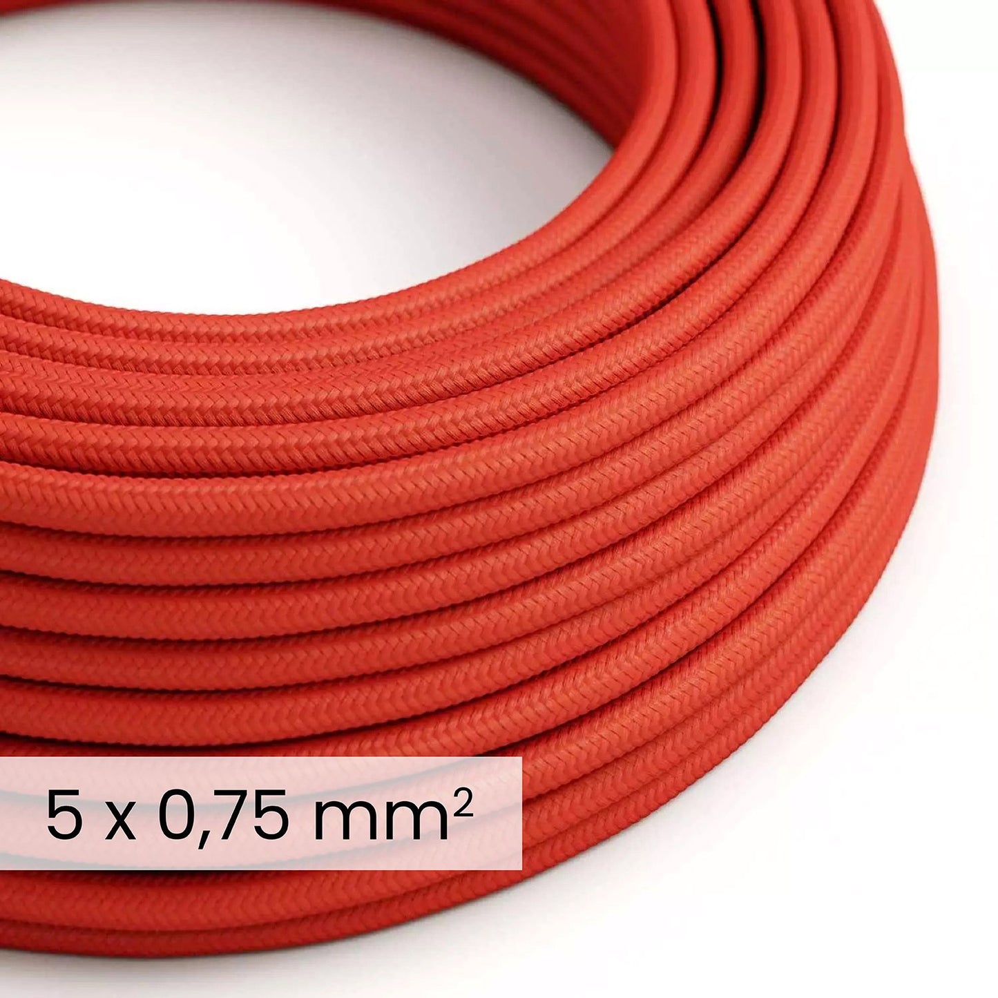 DALI Textile electrical cable 5x0.75 mm² in Fire Red - Flexible cable for lighting and home automation RM09