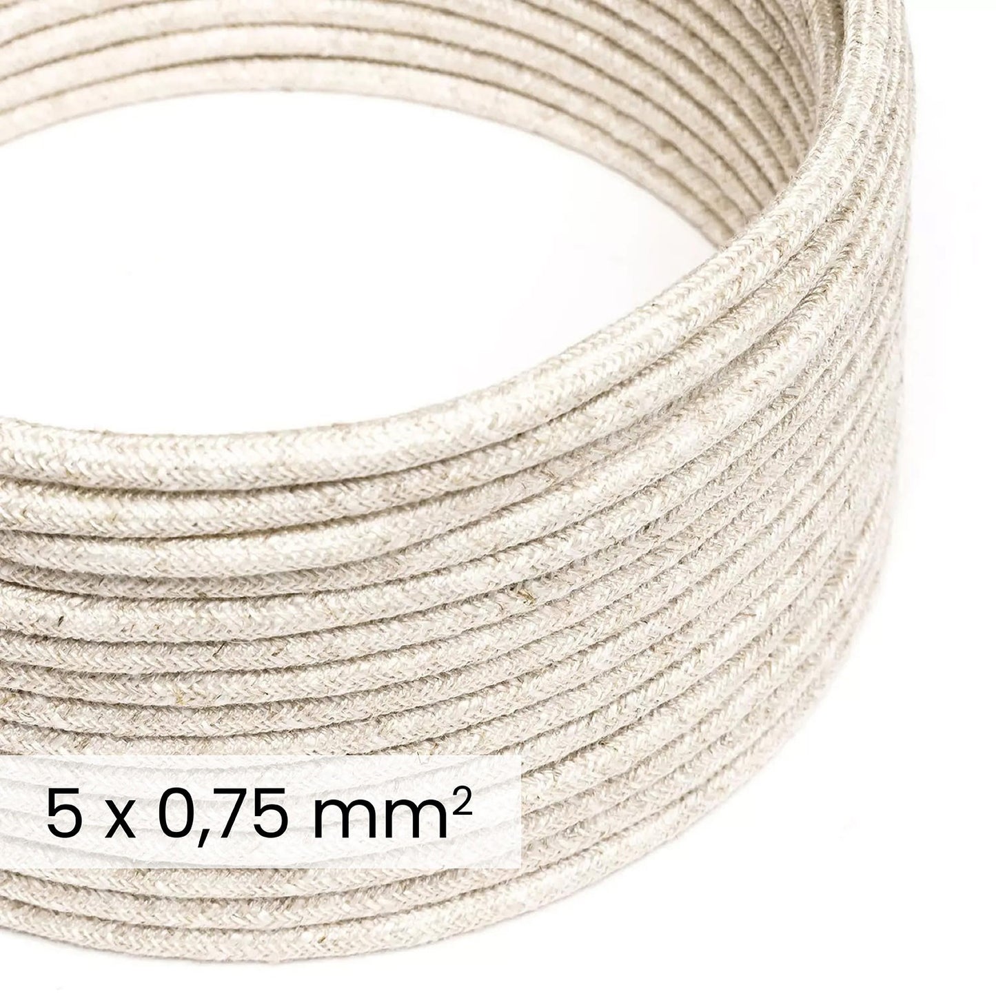 DALI Textile electrical cable 5x0.75 mm² in Natural White Linen - Wire for designer lighting RN01