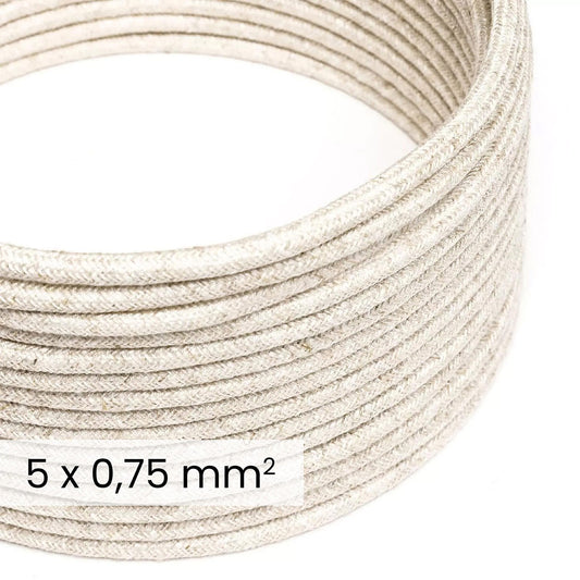 DALI Textile electrical cable 5x0.75 mm² in Natural White Linen - Wire for designer lighting RN01
