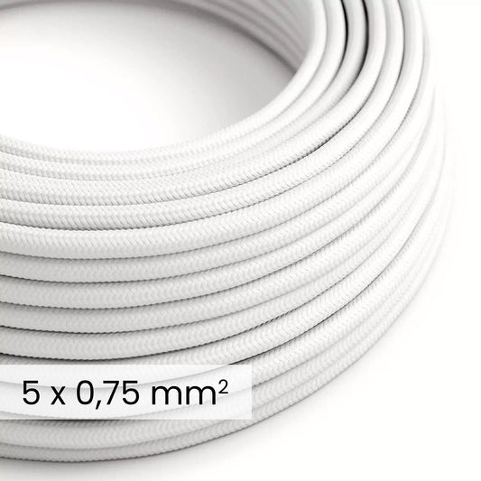 DALI Textile electrical cable 5x0.75 mm² in Optical White - Fabric-covered wire for lamps and systems RM01