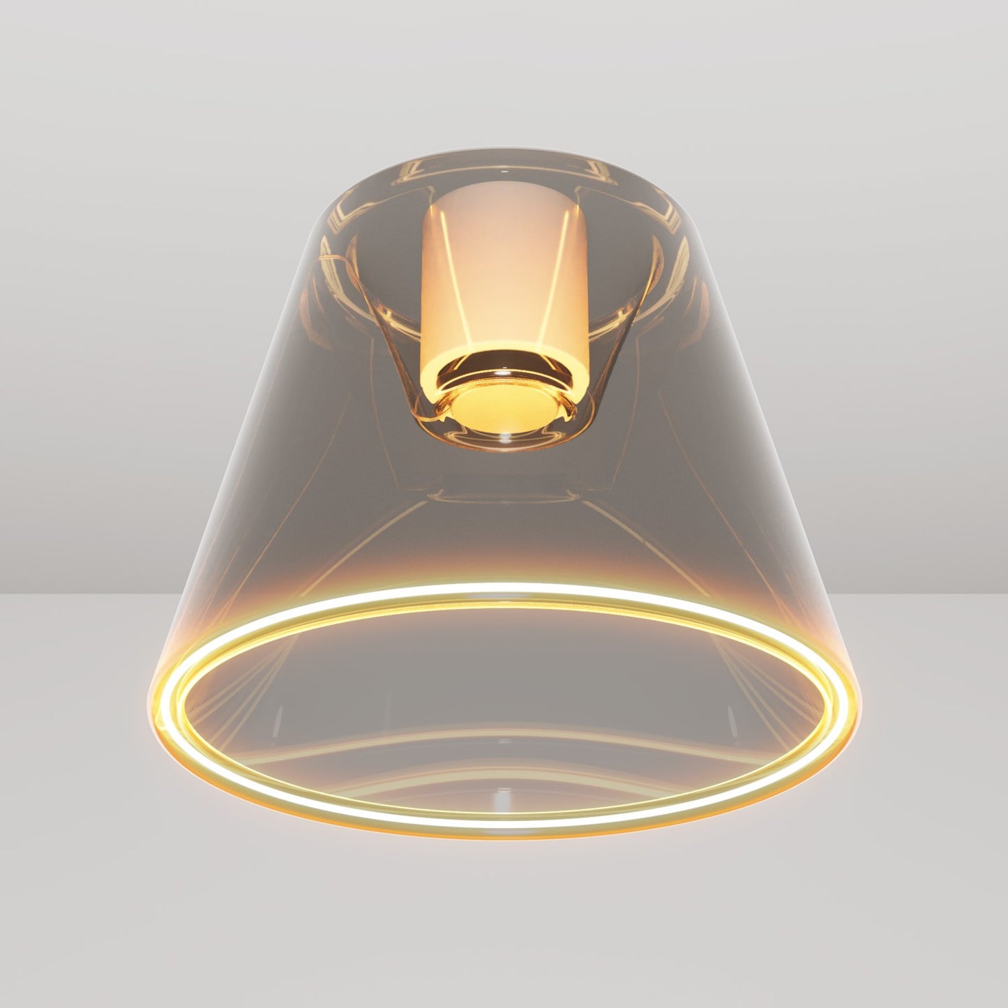 Design ceiling light with smoky cone-shaped Ghost bulb