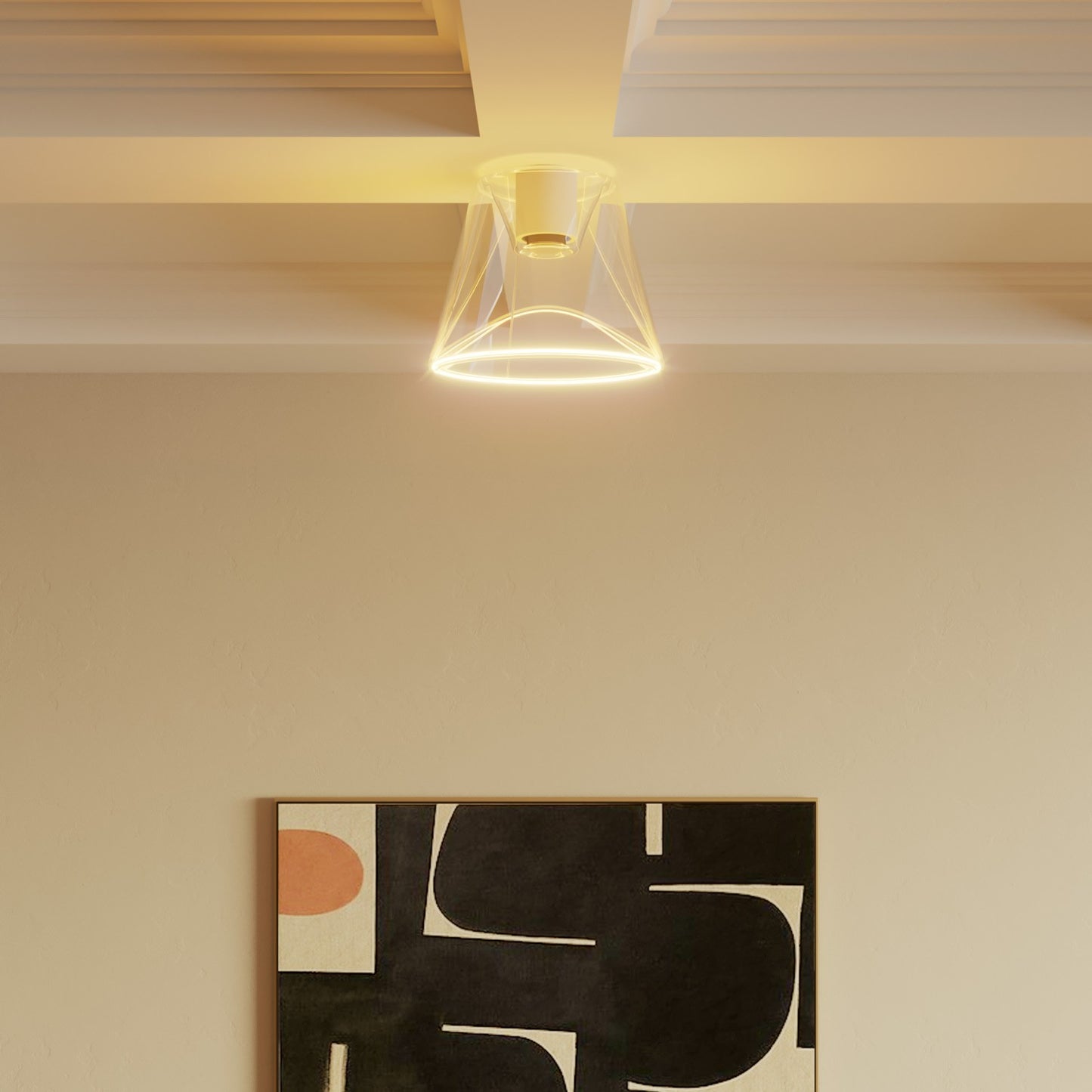 Design ceiling light with transparent cone-shaped Ghost bulb