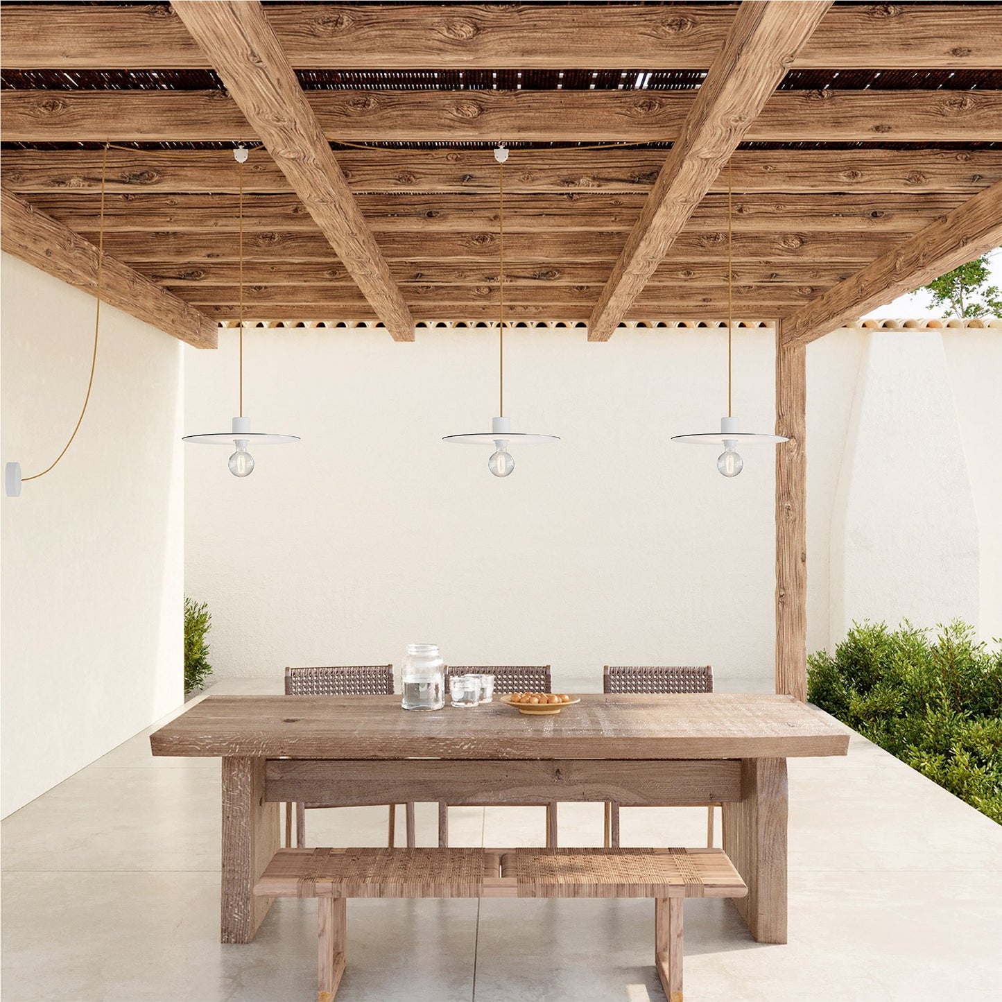 E-Snake Modulair Outdoor lamp IP65 with 3 lights with rose and lampshades