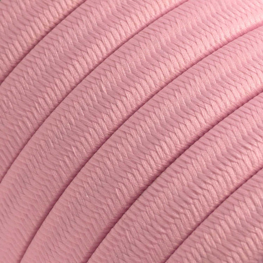 Electric cable for String Lights, covered by Rayon fabric Baby Pink CM16